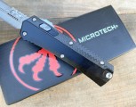 新款 Microtech 微技术蛇神直跳刀（大马士革   碳纤维 柄  ）