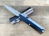 新款 Microtech 微技术蛇神直跳刀（大马士革  铝柄  ）