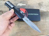 新款 Microtech 微技术蛇神直跳刀（大马士革   碳纤维 柄  ）