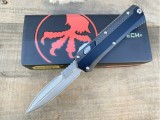 新款 Microtech 微技术蛇神直跳刀（大马士革   碳纤维 柄  ）