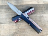新款 Microtech 微技术蛇神直跳刀（大马士革  铝柄  ）