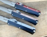 新款 Microtech 微技术蛇神直跳刀（大马士革  铝柄  ）