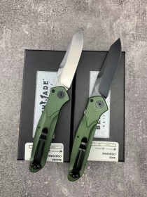 蝴蝶9400侧跳刀绿色铝柄两款式